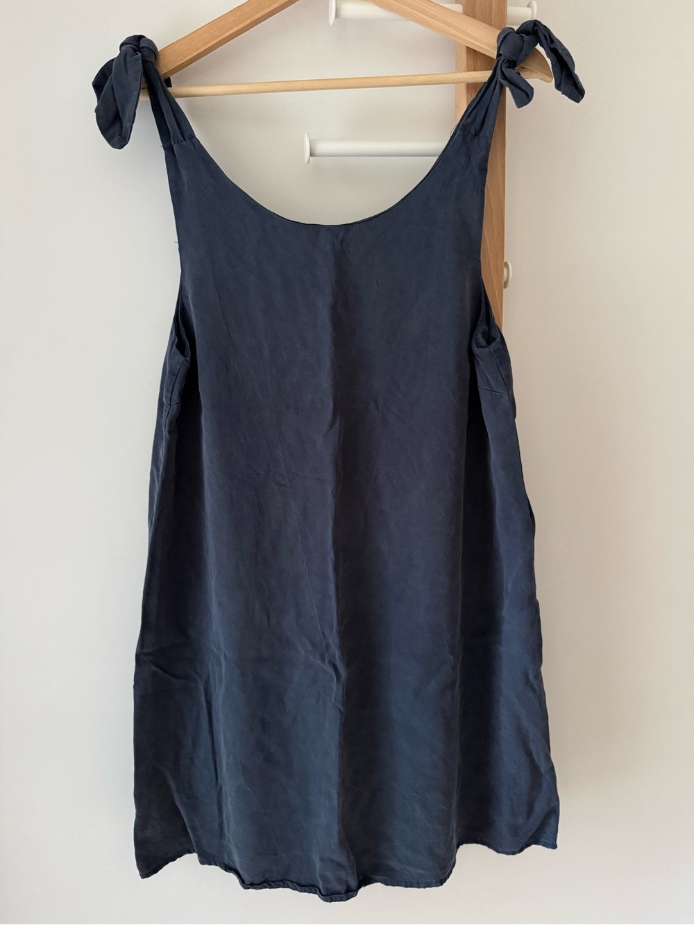Tie-Shoulder Tencel Sleeveless Dress | Navy